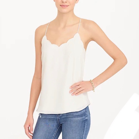 NWT! J. Crew Scalloped Cami Top, Black, Size 2 - Picture 8 of 15
